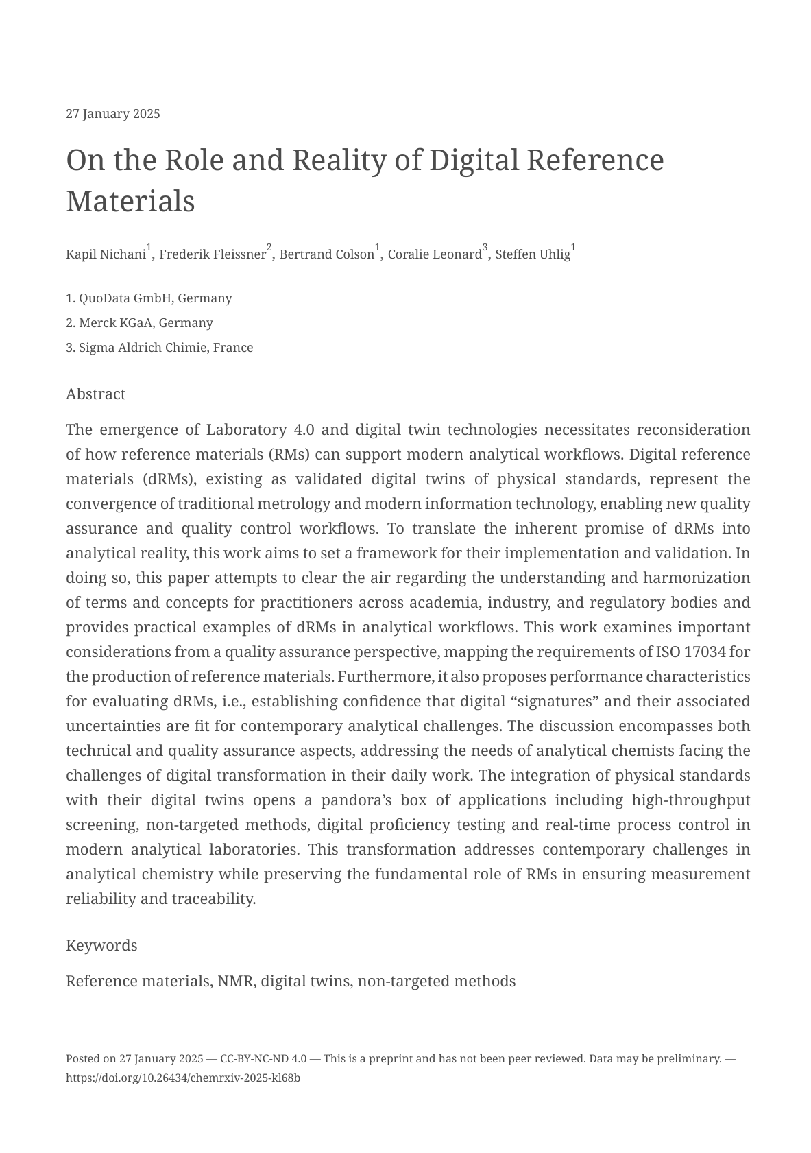 On the Role and Reality of Digital Reference Materials