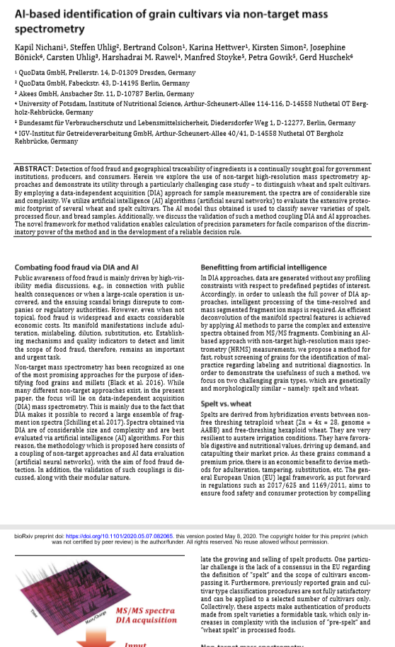 Al-based identification of grain cultivars via non-target mass spectrometry